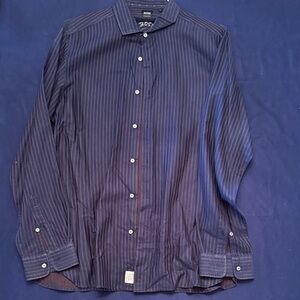 Boss Men's Dark Blue Pinstripe Shirt